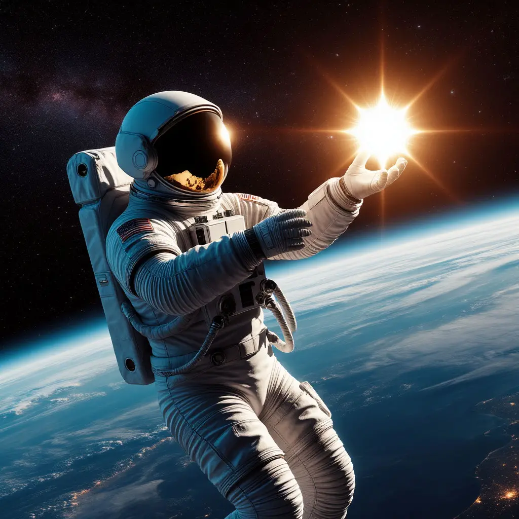 Astronaut holding a star