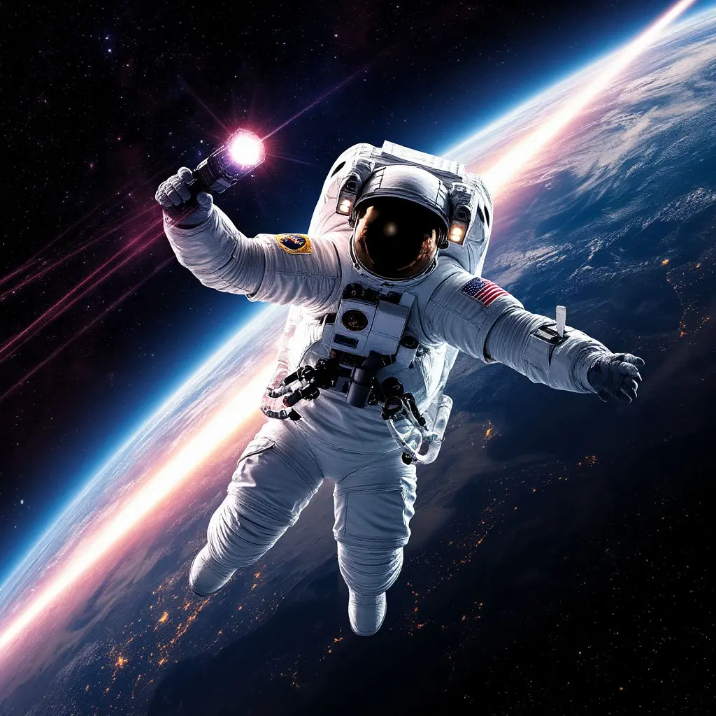 Astronaut sending signal
