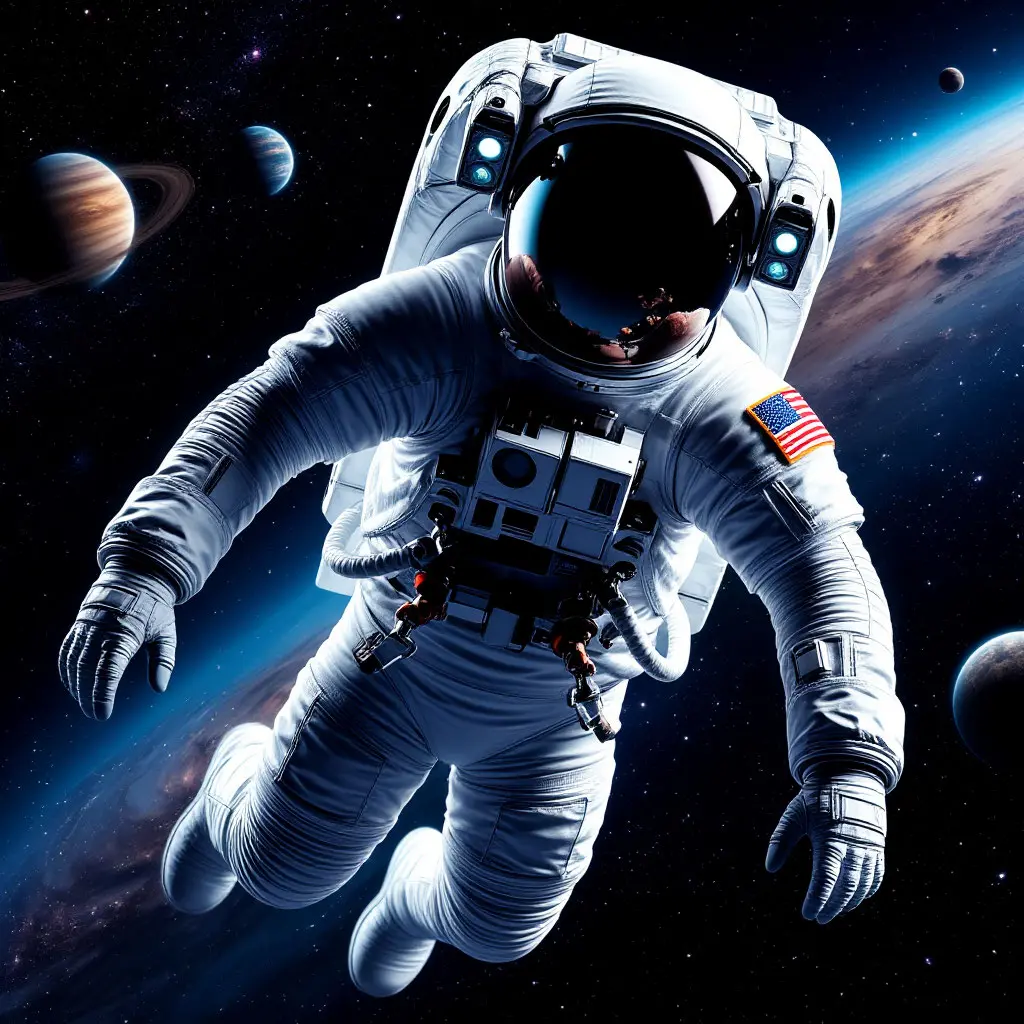 Astronaut scanning stars